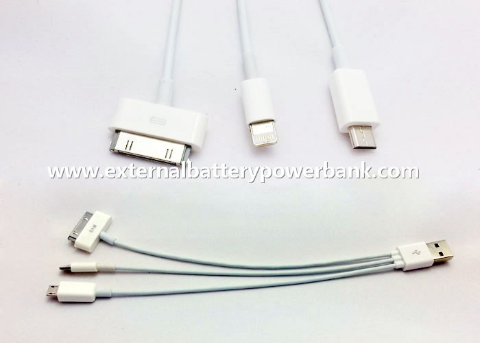 Белизна 3 в 1 круглом зарядном кабеле USB с разъемом Micro/4G/8Pin