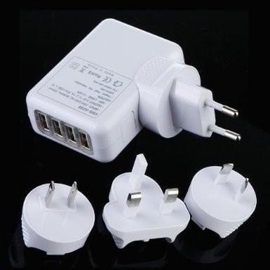 Переходника AC стены заряжателя перемещения USB 4 портов всеобщий для дома, Multi штепсельной вилки